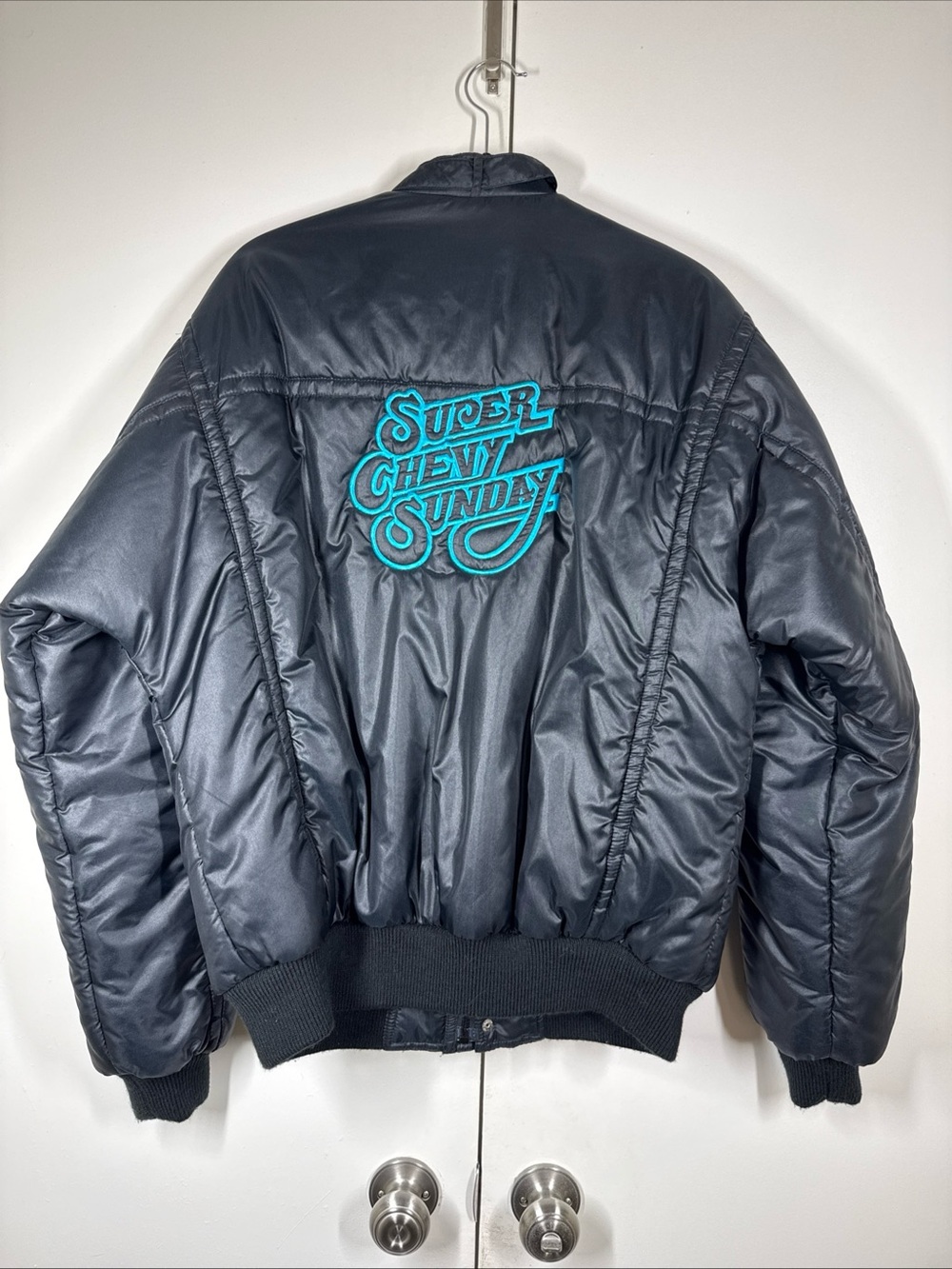 Vintage 90s Super Chevy Hot Rodding Super Show Bomber Jacket Men’s XL Puffer